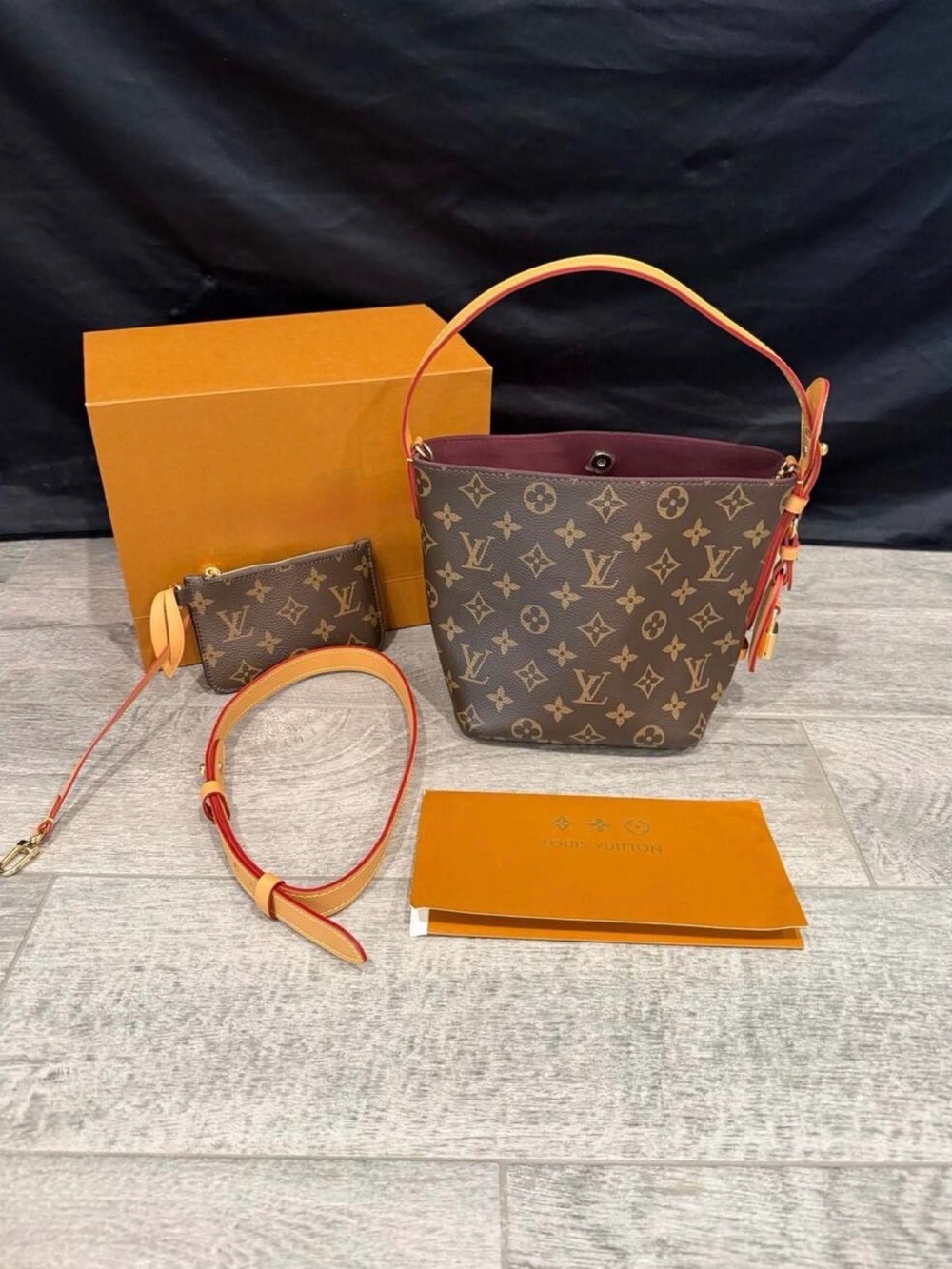 Crossbody Purse NeoNoe BB Monogram Canvas Bucket Bag & Pouch - NEW!